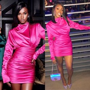 House of CB ‘Giorgiana’ Satin Draped Mini Dress